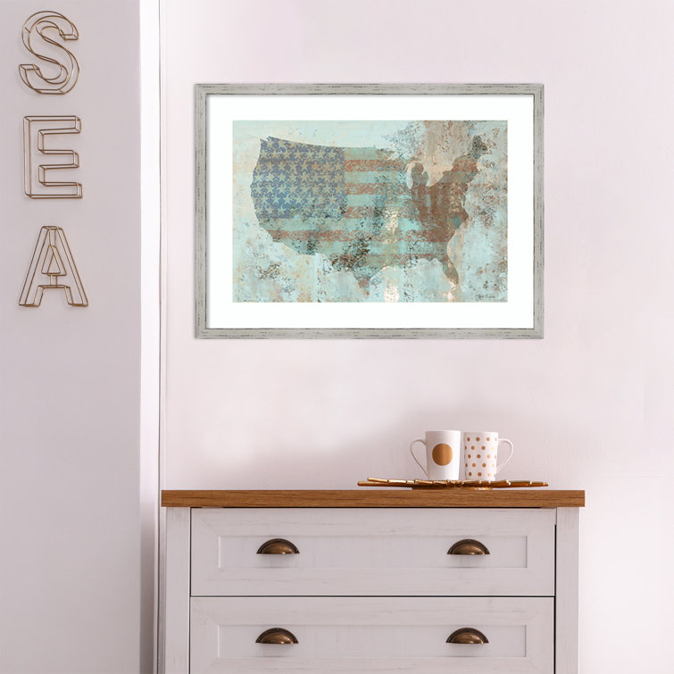 Red Barrel Studio® Marie Elaine Cusson Vintage USA Map Framed On Paper
